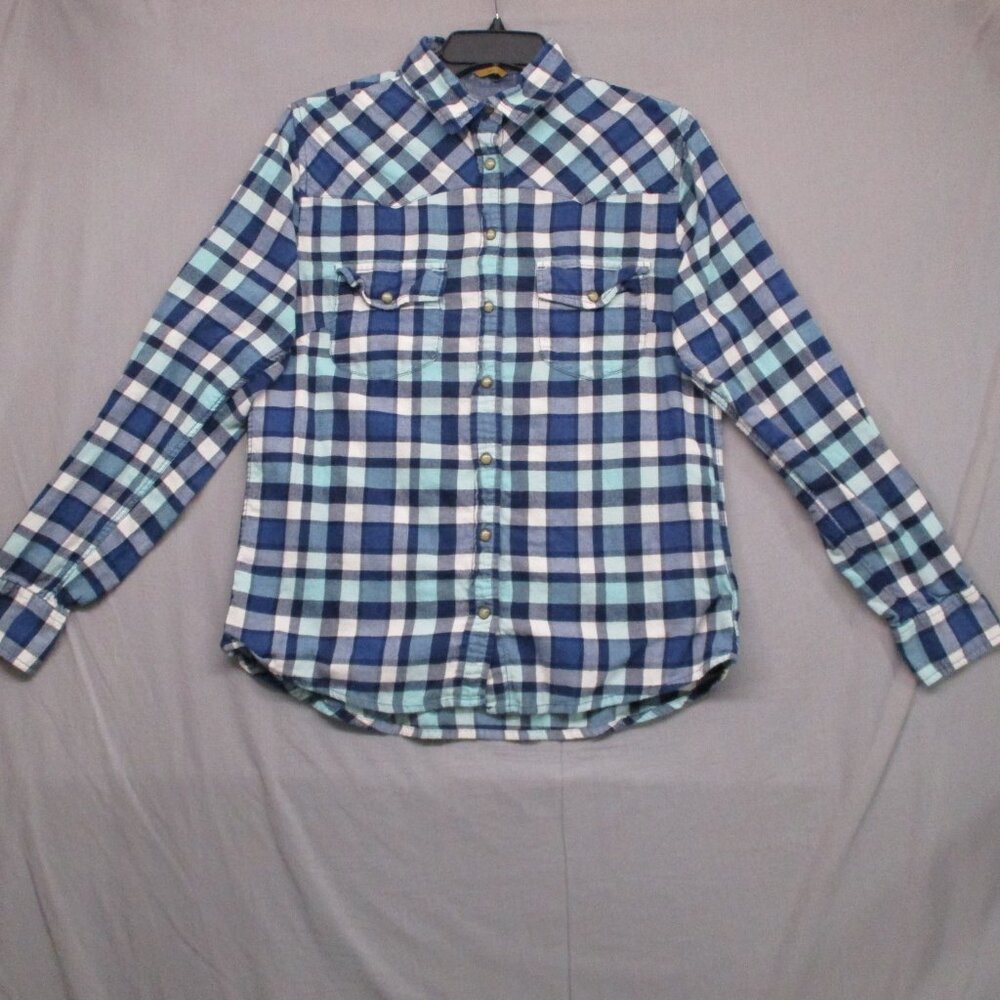 Jachs Girlfriend Pearl Snap Plaid‎ Button Down Blue Men Size | S